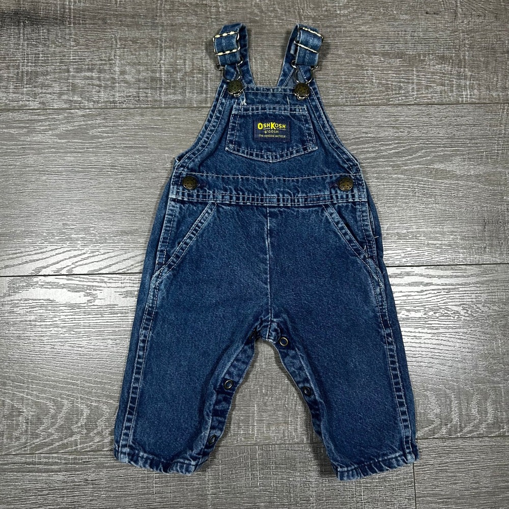 OshKosh B'Gosh Vintage Vestbak Denim Overalls Made in USA Blue 3/6M 07-08749